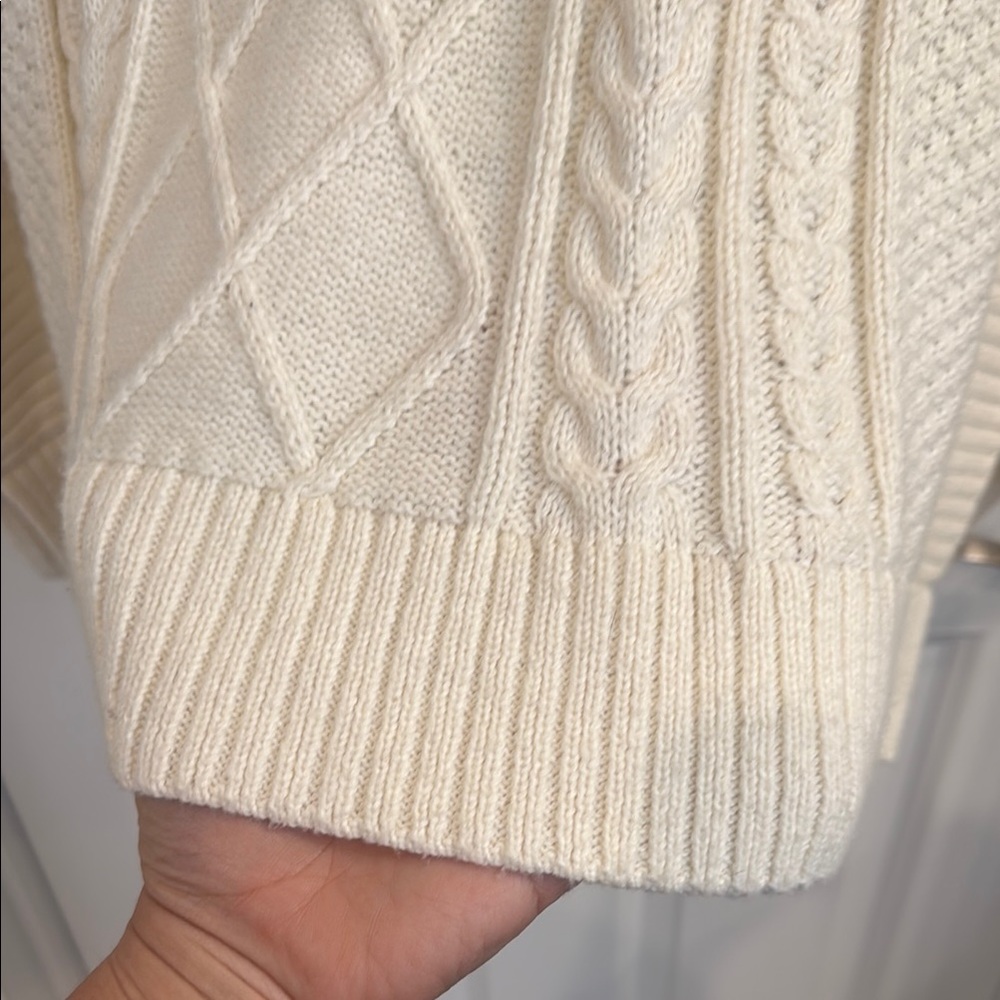 Old Navy Cream Cable Knit Cowl Poncho Sweater, 1X/2X - Picture 6 of 8